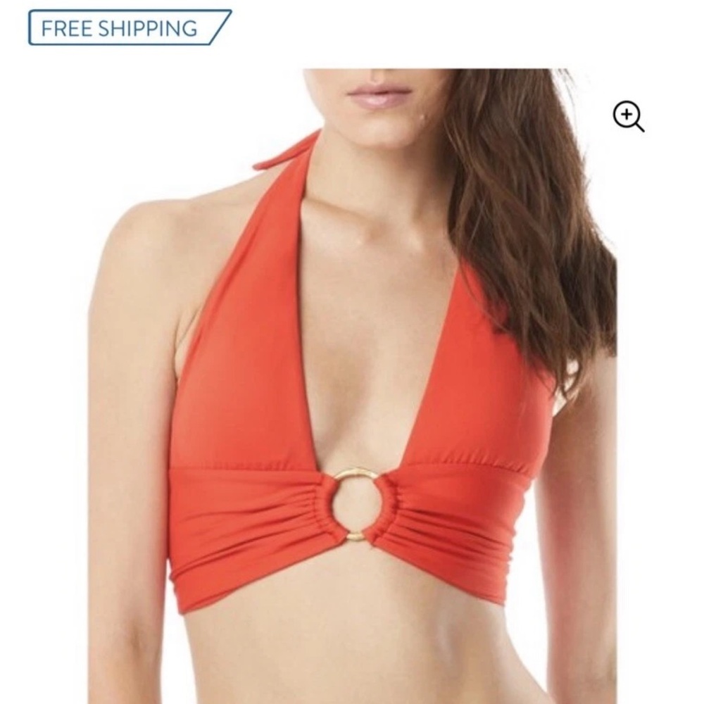 Carmen Marc Valvo Red Bikini Set with Ring Detail